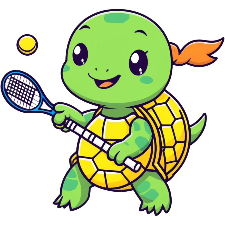 A girl turtle playing tennis emoji