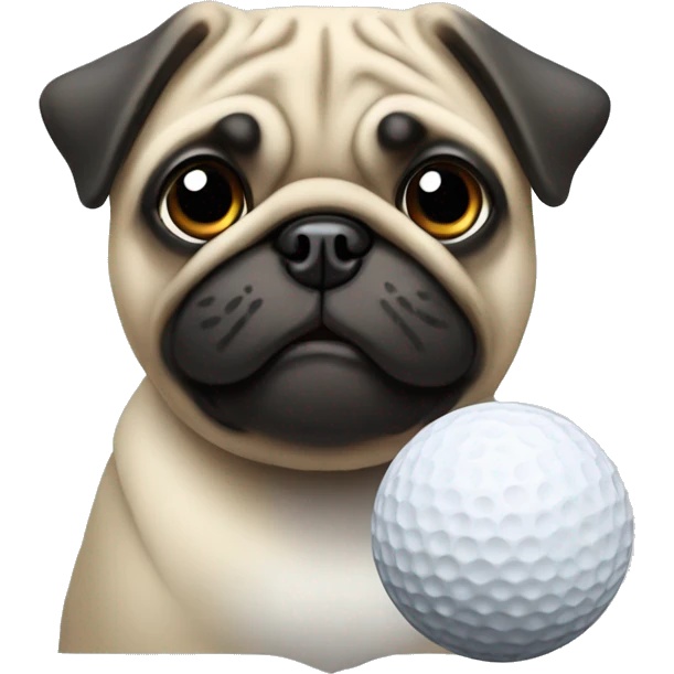 Pug with golf ball emoji