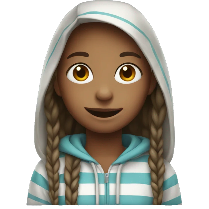 Smiling girl with striped hoodie emoji