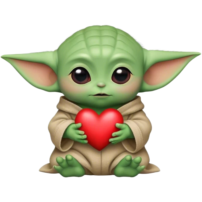 Baby Yoda with a heart emoji
