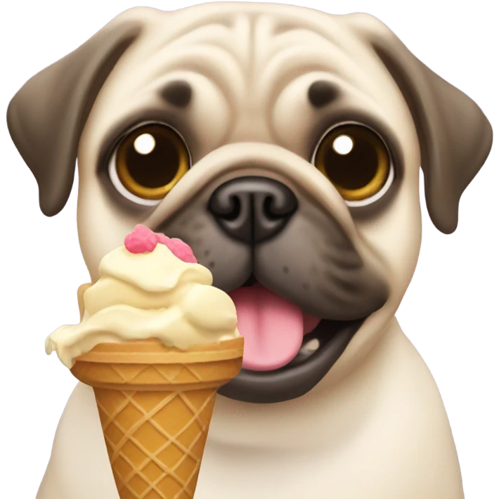 Pug eating ice cream  emoji