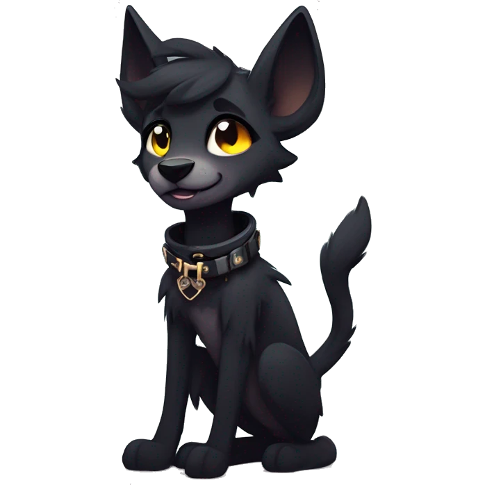 cool edgy dark animal fursona by griffsnuff & LiLaiRa & Falvie with badass colors and a collar full body emoji