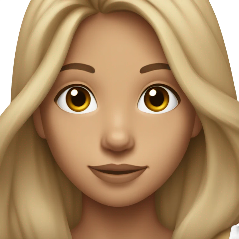 Tan girl, dirty blonde long hair, lululemon shirt emoji