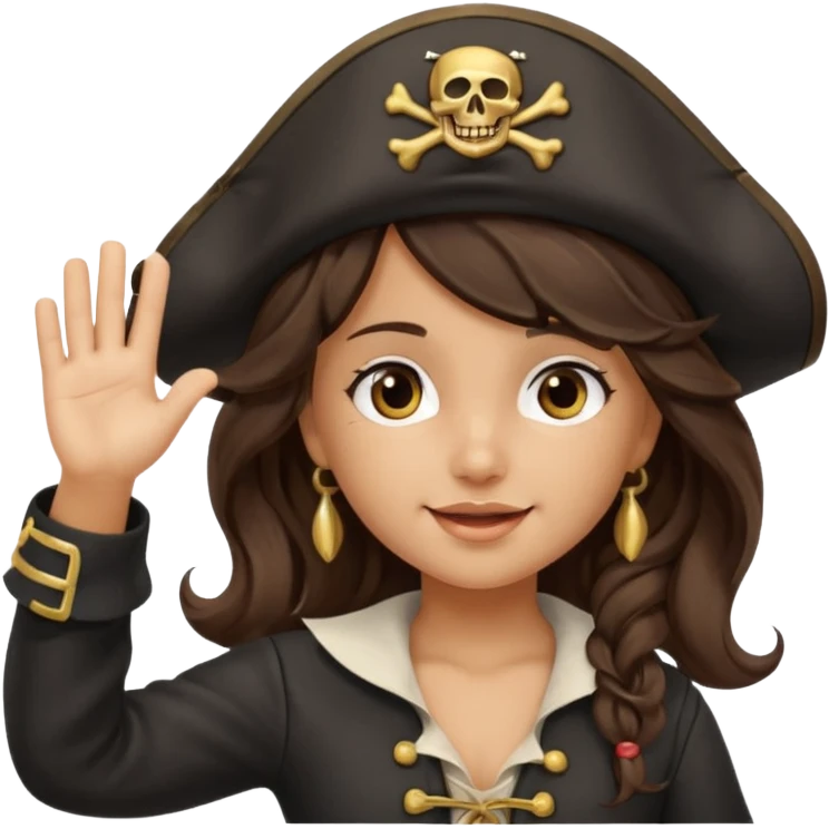 cute pirate girl wave salute emoji