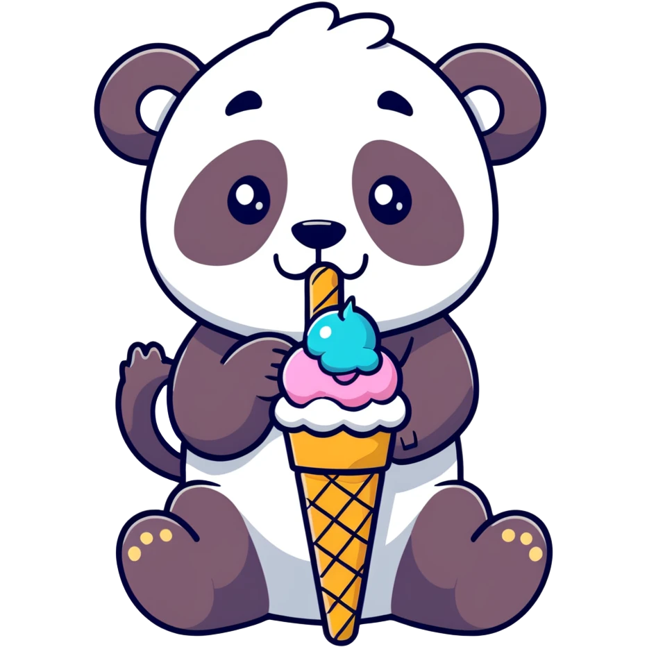 Panda eating ice cream emoji