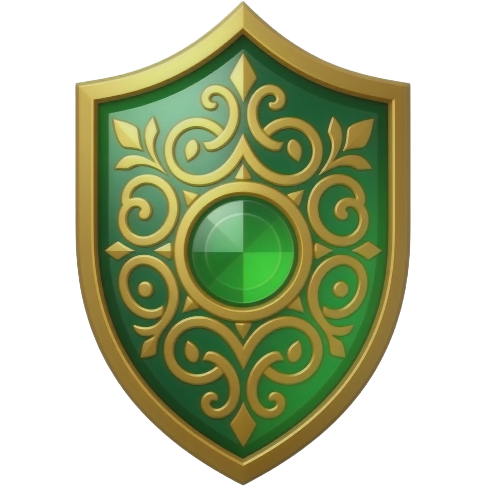 Emerald shield with gold engravings emoji