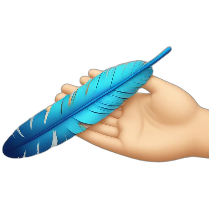 a feather held by a hand under a foot emoji