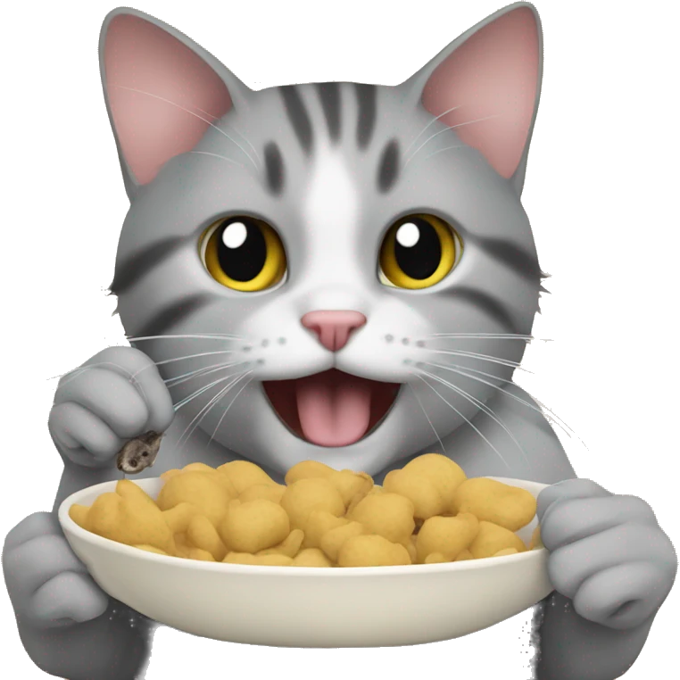 Cat eating mice emoji