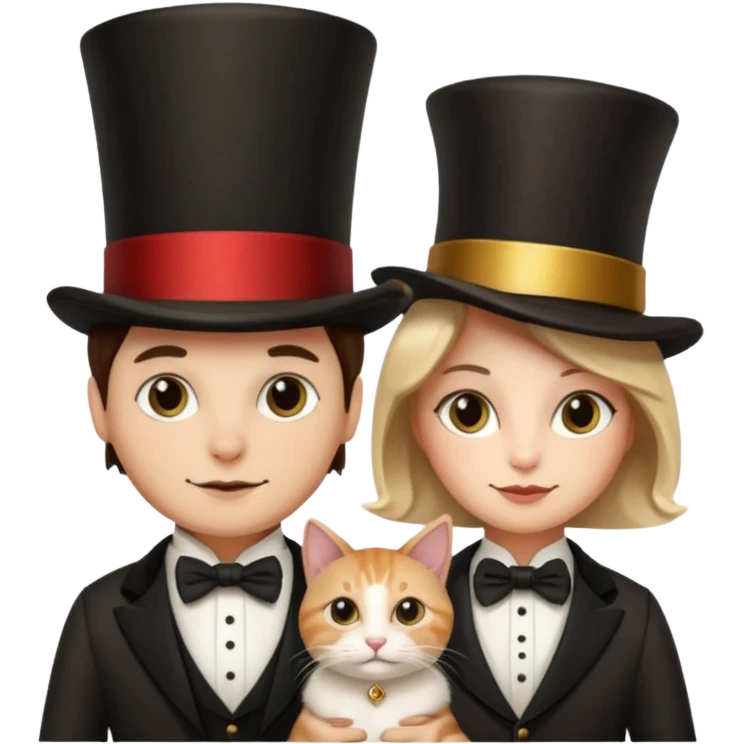 magician couple and their pet cat emoji