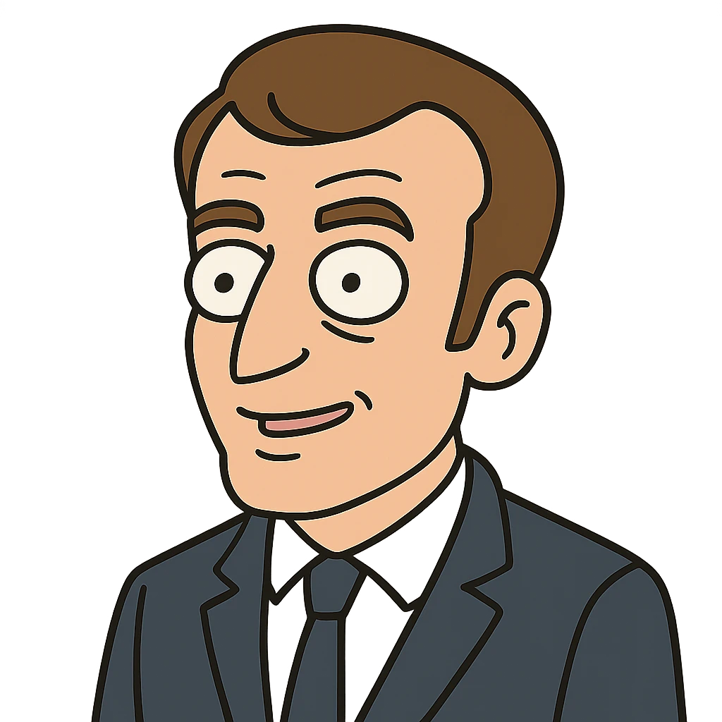 Emmanuel Macron, French president, flat toon style icon emoji