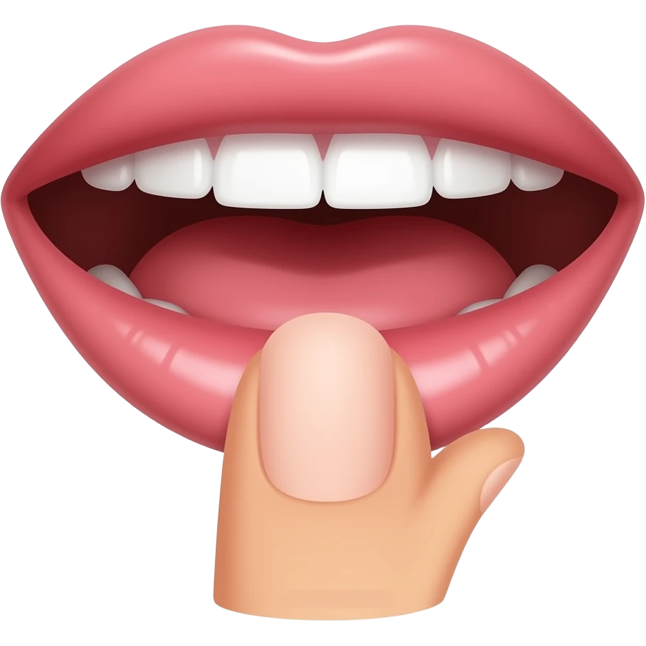 A mouth Who smile but bite his finger like sexy emoji