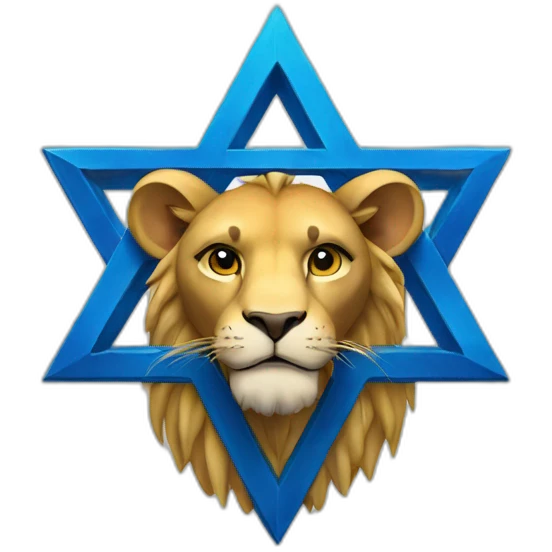 arms lion with blue fur in the star of david emoji