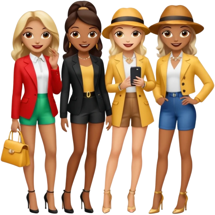 Glam girls in a group of 3 friends  emoji