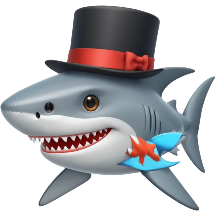 Shark with a top hat emoji