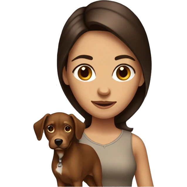 Brunette girl with brown dog with pointy ears emoji