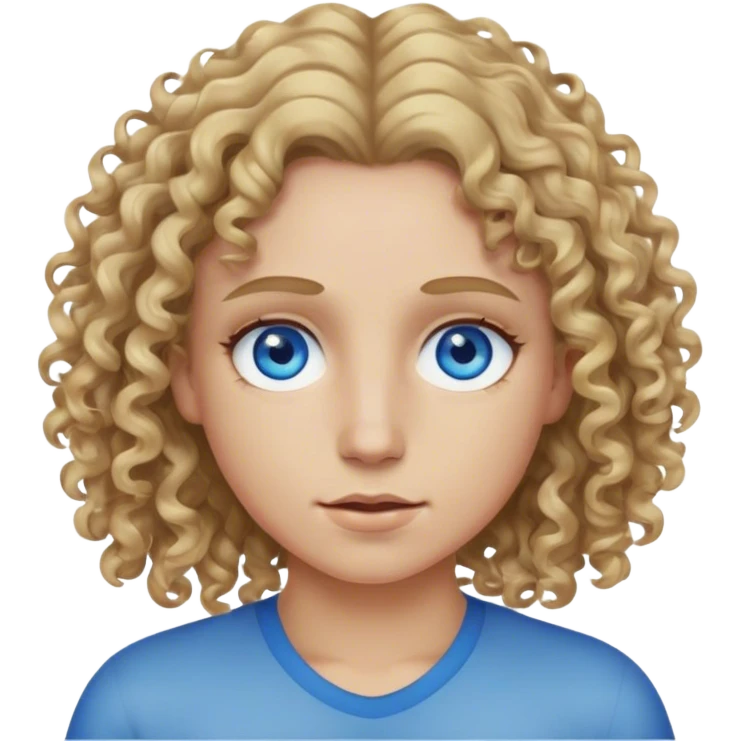 dirty blonde blue eyes curly hair middle part emoji