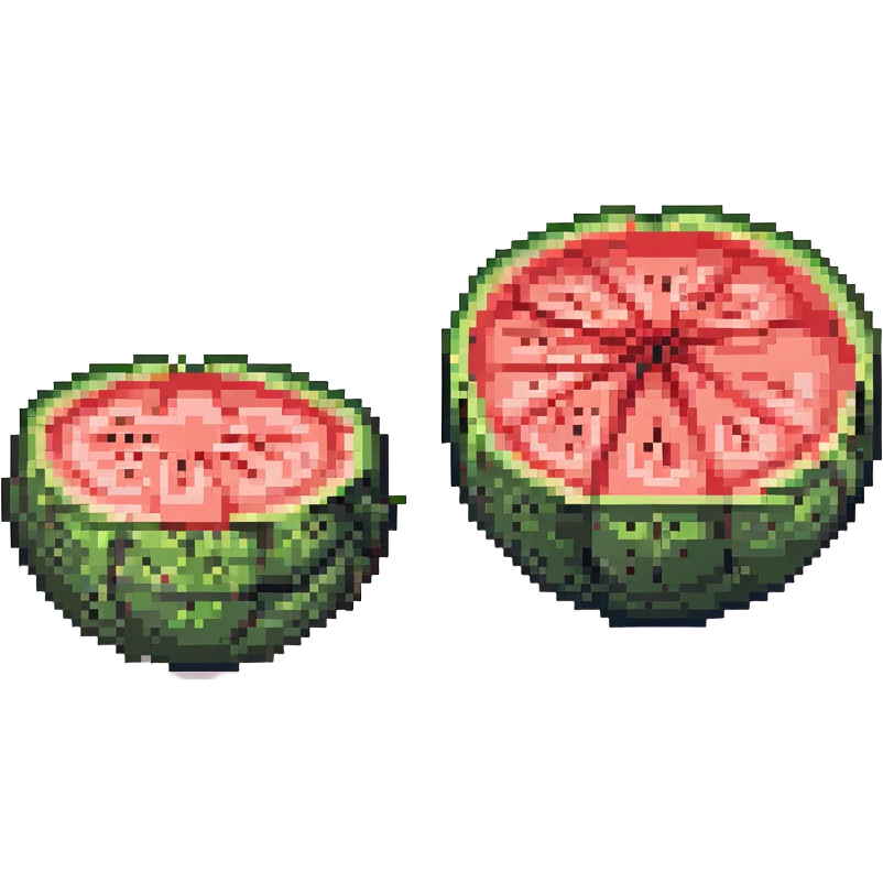 a whole watermelon and a watermelon cut in half, both shown together emoji