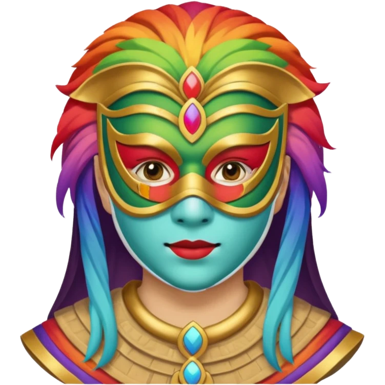 mask, wearing ancient custome, rainbow emoji
