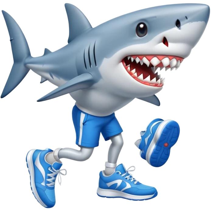 shark with 3 legs wearing blue sneakers emoji