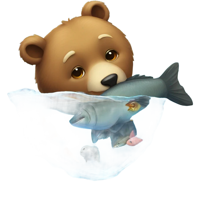 bear kissing a fish emoji
