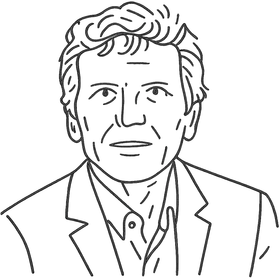 a black outline portrait based on this image of Hartmut Rosa emoji