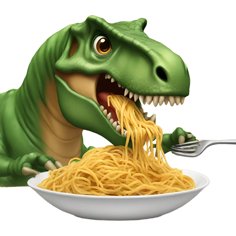 T rex eating spaghetti w emoji