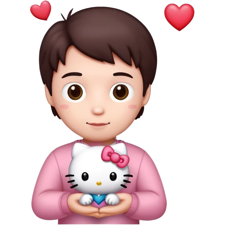 dear daniel holding hello kitty in shape of a heart emoji