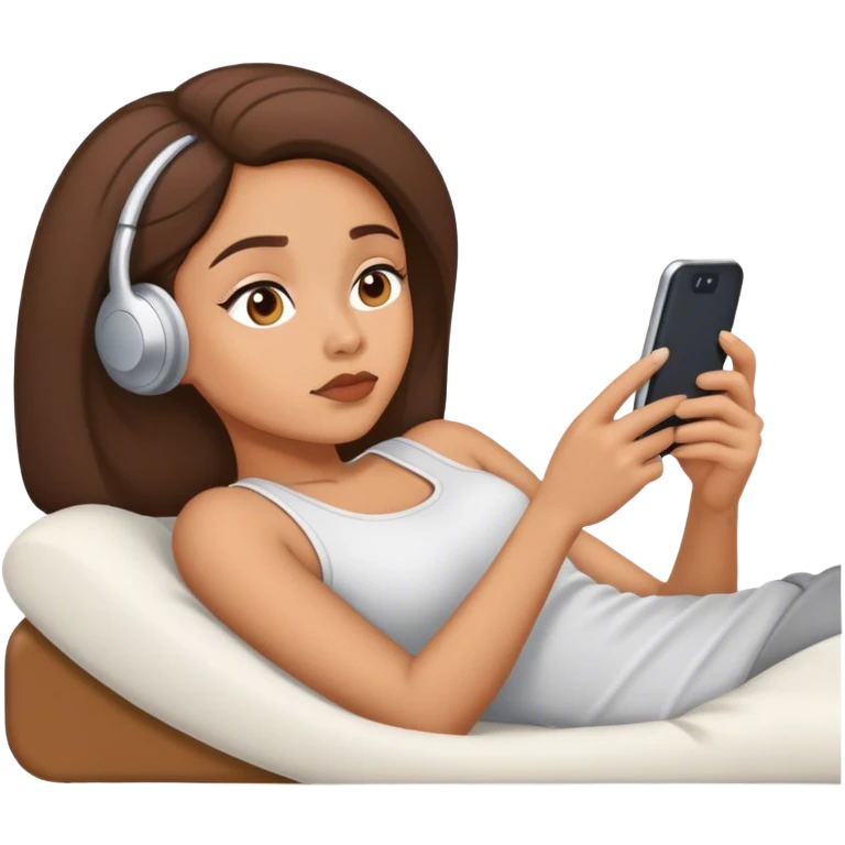 lightskin lady laying down scrolling on her phone bored emoji