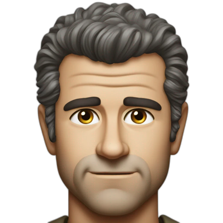 Young Mel Gibson portrait without smile emoji