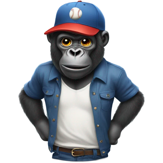 Gorilla wearing a baseball cap emoji