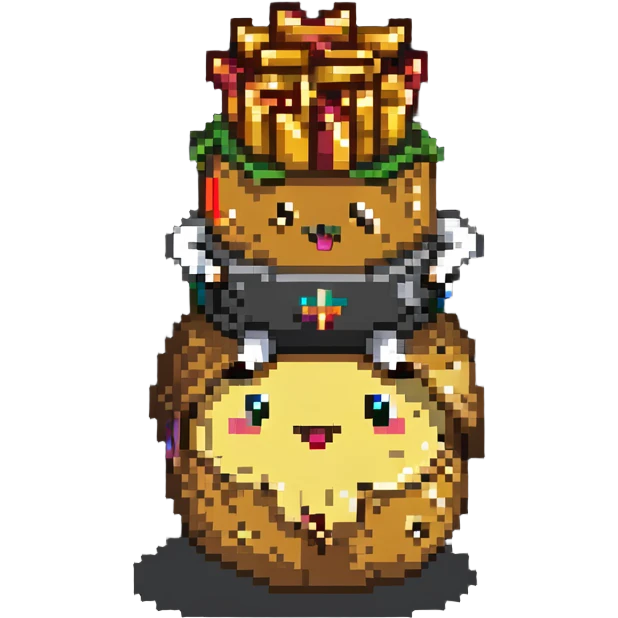 peanut riding a potato with fries emoji