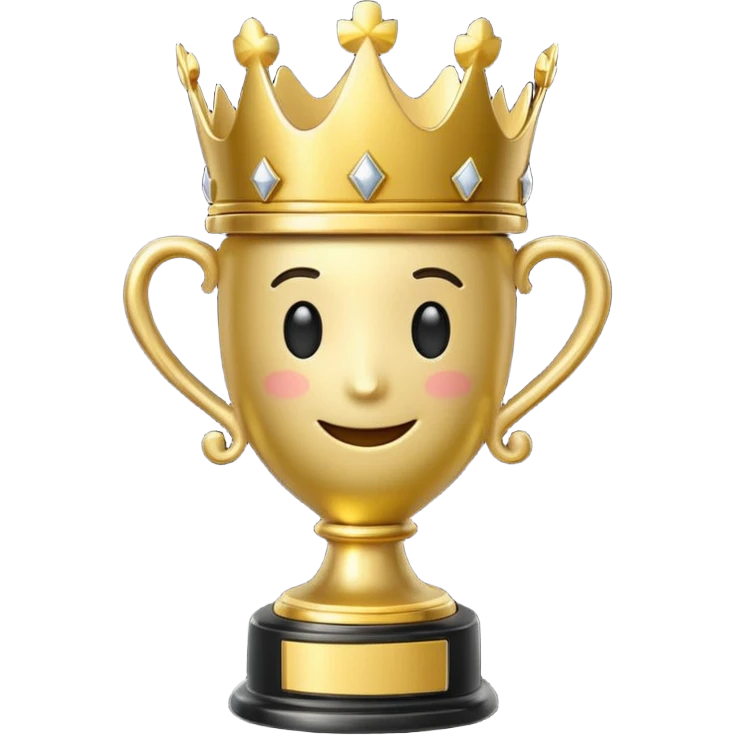 Win Emoji

Glossy 3D emoji showing a gold trophy with a small crown, glowing effect, black and gold theme. emoji