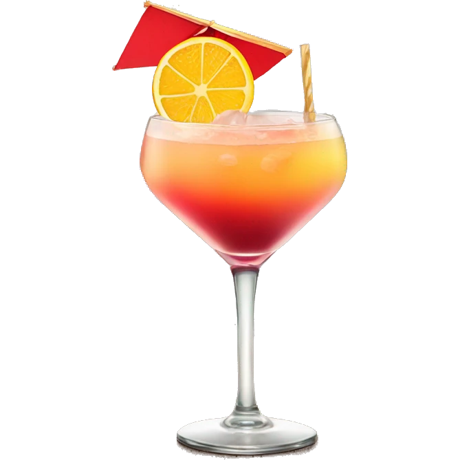 Cocktail on the beach with sunset emoji
