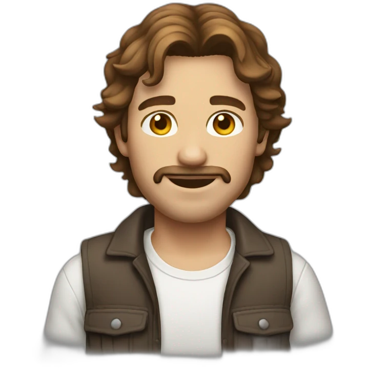 Man brown hair overall clothes emoji