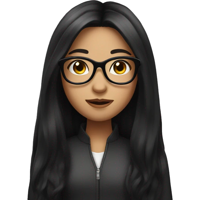 Girl with long black hair with glasses emoji