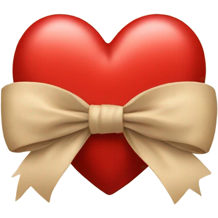 red heart with beige bow emoji
