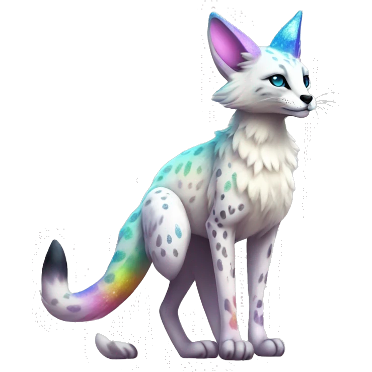 Cute Kawaii Epic Ethereal Sparkly Colorful Sergal-Serval-Vernid full body emoji