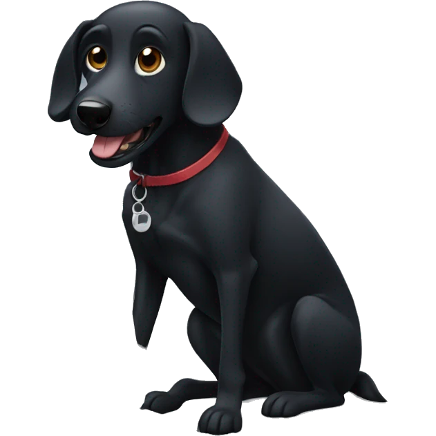 Black dog with a computer  emoji