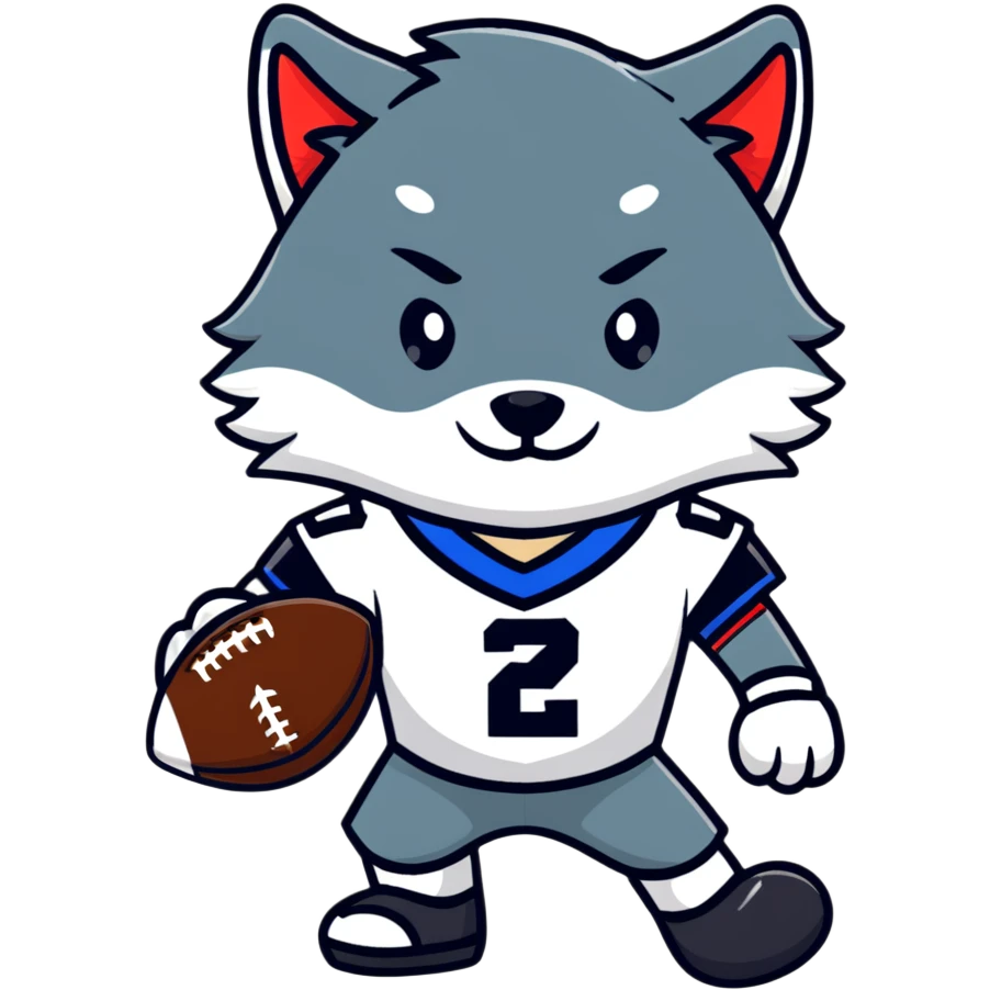 wolf wearing football jersey and helmet emoji