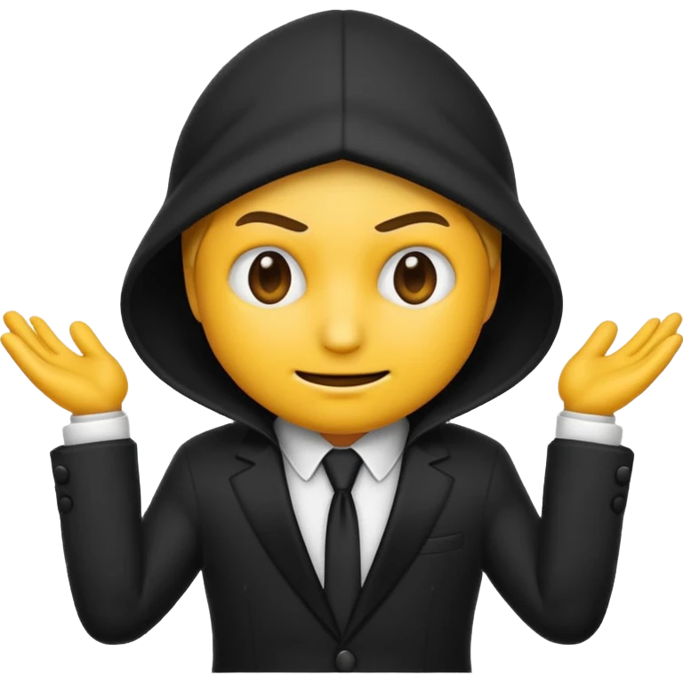 thief emoji wearing a black and white suit, sneaky expression emoji