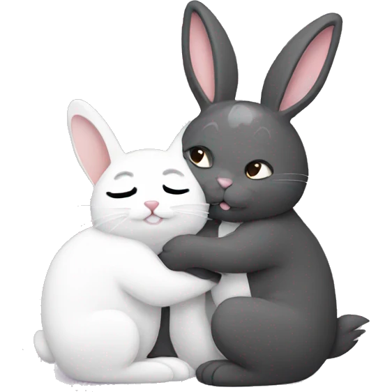Bunny and cat huggin emoji