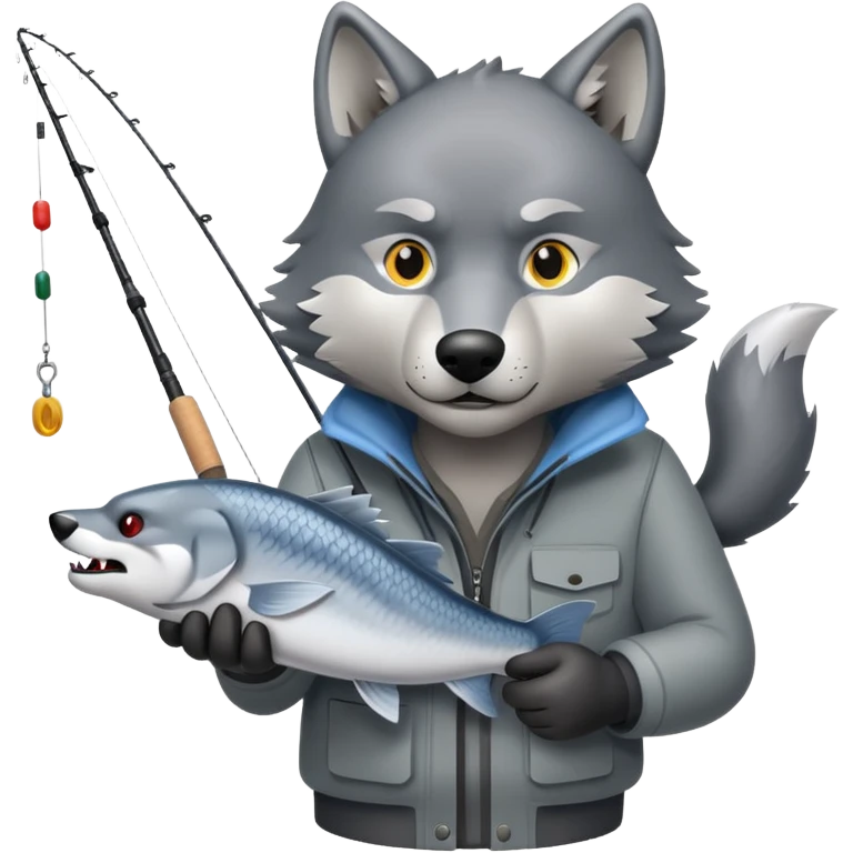 Wolf fishing  emoji