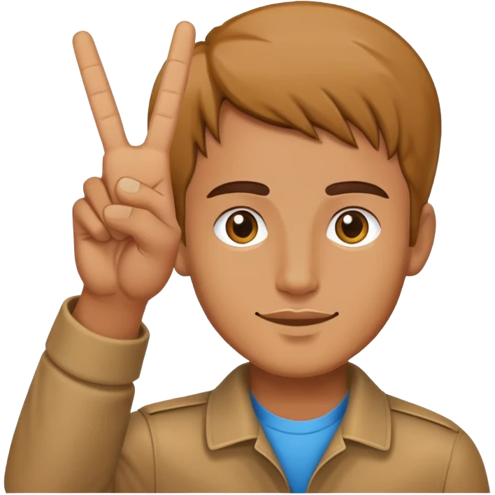 a man holding a peace sign emoji