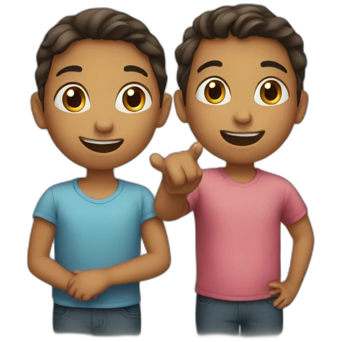 Two kids talking emoji