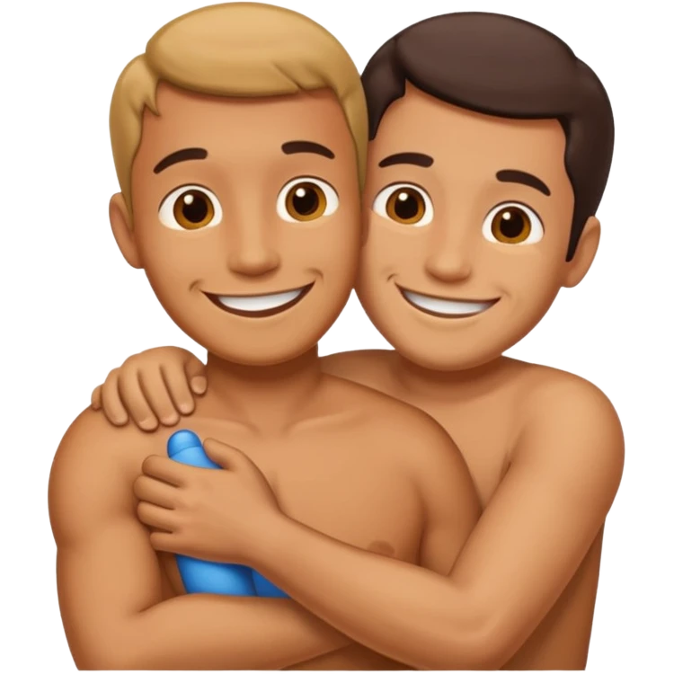 Man hugging a Penis emoji