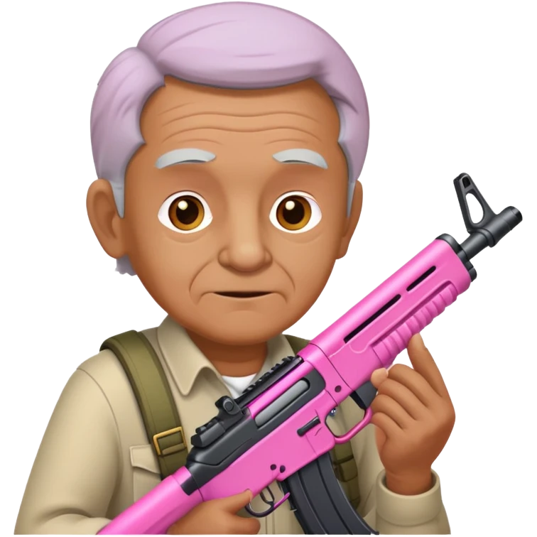 Old Man holding pink assault riflei emoji