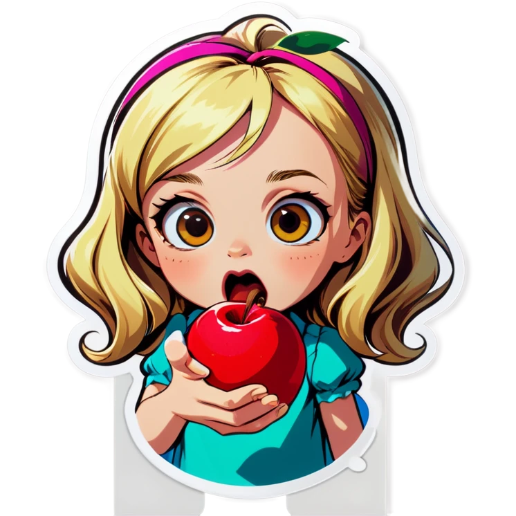 Emma biting apple emoji