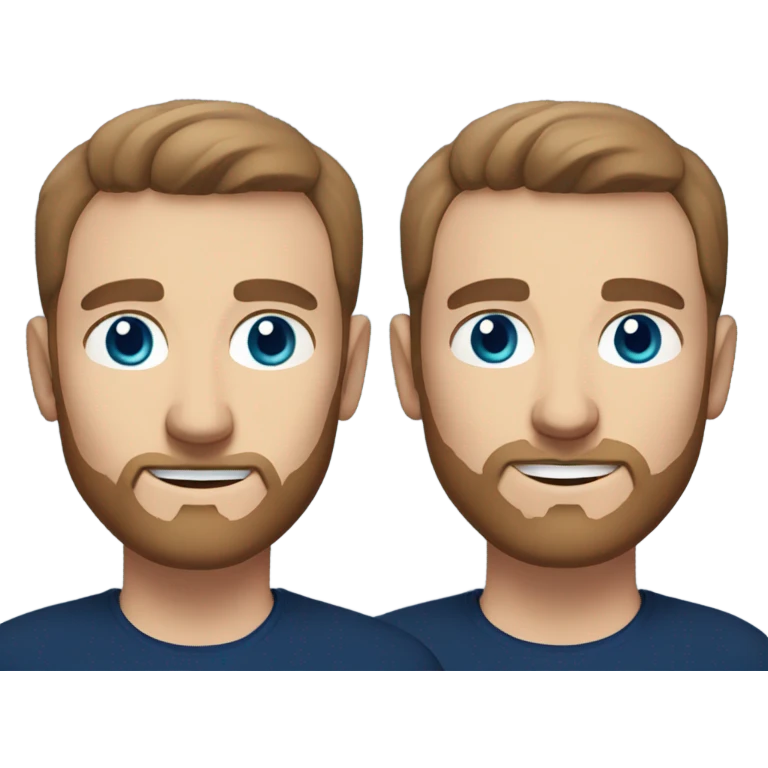 irish man blue eyes, brown short receding hair and short beard, wearing a smart navy blue jumper. emoji