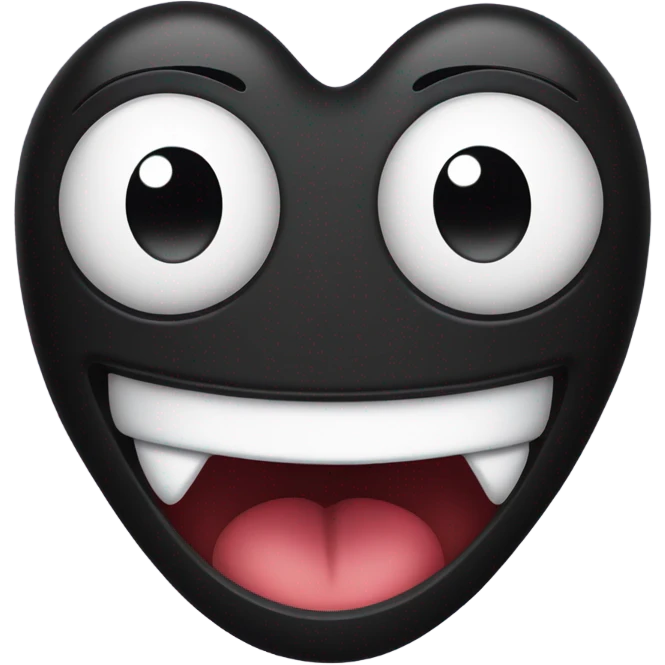Black smiley face drooling with tongue out and heart eyes emoji