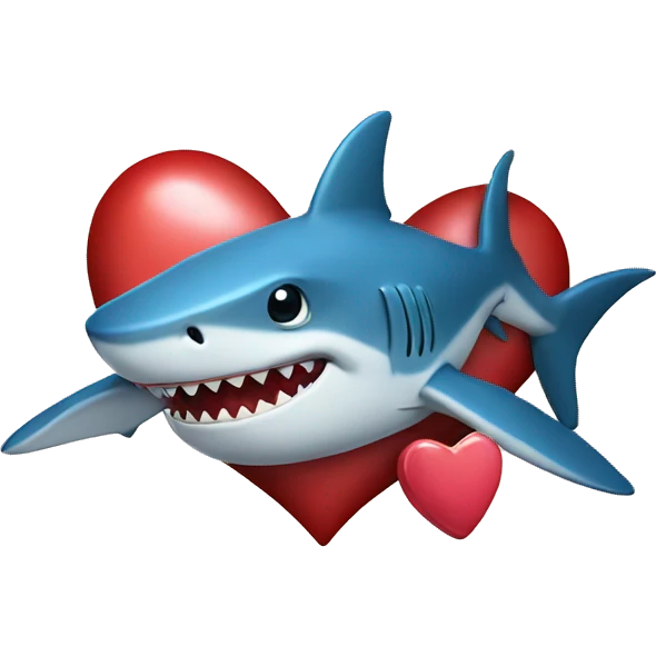 Shark holding heart emoji